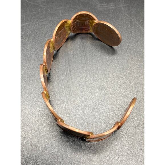 Vintage‎ Copper Penny Cuff Bracelet 1941 to 1974 Coins Handmade Bangle - Picture 5 of 10